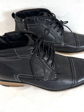 Steve Madden PJustice Leather Ankle Boots Men's Size 9 Black/Grey NWOB
